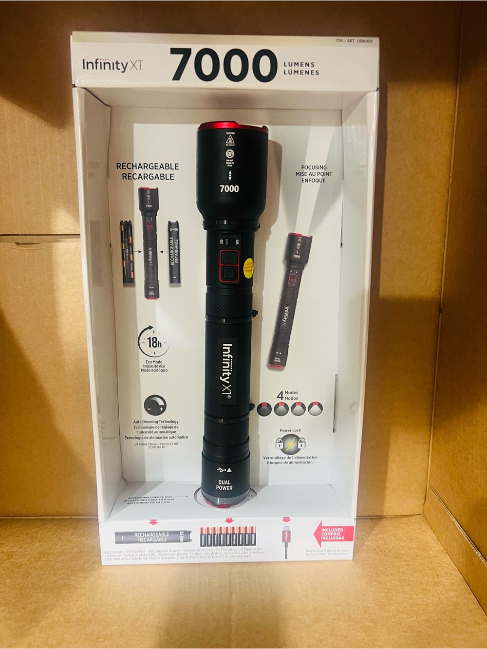 Infinity X1 7000L Dual Power Rechargeable LED Flashlight 7000 Lumen NIB. New.